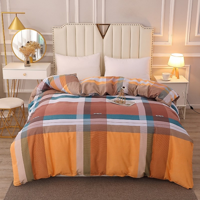 91家纺网 家纺一手货源 找家纺 晶缦2022新款全棉活性磨毛多规格床单床笠款四件套系列 苏格风情桔