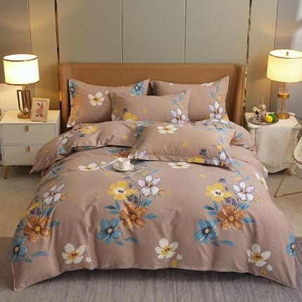 晶缦2022新款全棉活性磨毛多规格床单床笠款四件套系列 唯美满庭