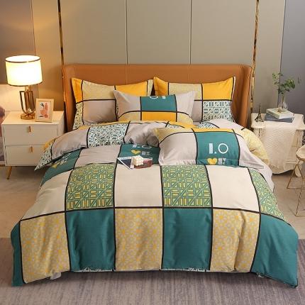 晶缦2022新款全棉活性磨毛多规格床单床笠款四件套系列 心灵驿站蓝