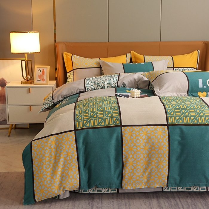 91家纺网 家纺一手货源 找家纺 晶缦2022新款全棉活性磨毛多规格床单床笠款四件套系列 心灵驿站蓝