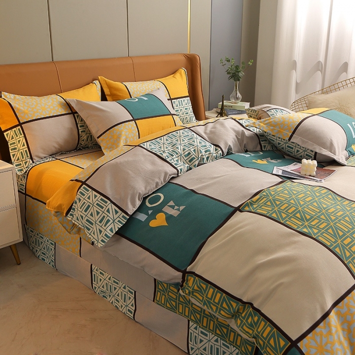 91家纺网 家纺一手货源 找家纺 晶缦2022新款全棉活性磨毛多规格床单床笠款四件套系列 心灵驿站蓝