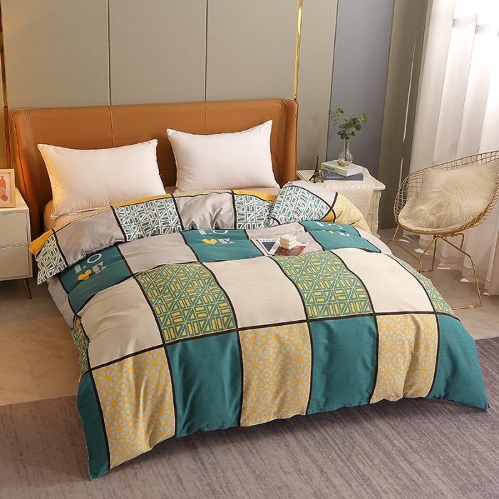 91家纺网 家纺一手货源 找家纺 晶缦2022新款全棉活性磨毛多规格床单床笠款四件套系列 心灵驿站蓝