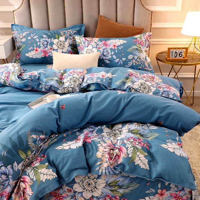 91家纺网 家纺一手货源 找家纺 晶缦2022新款全棉活性磨毛多规格床单床笠款四件套系列 夜来香