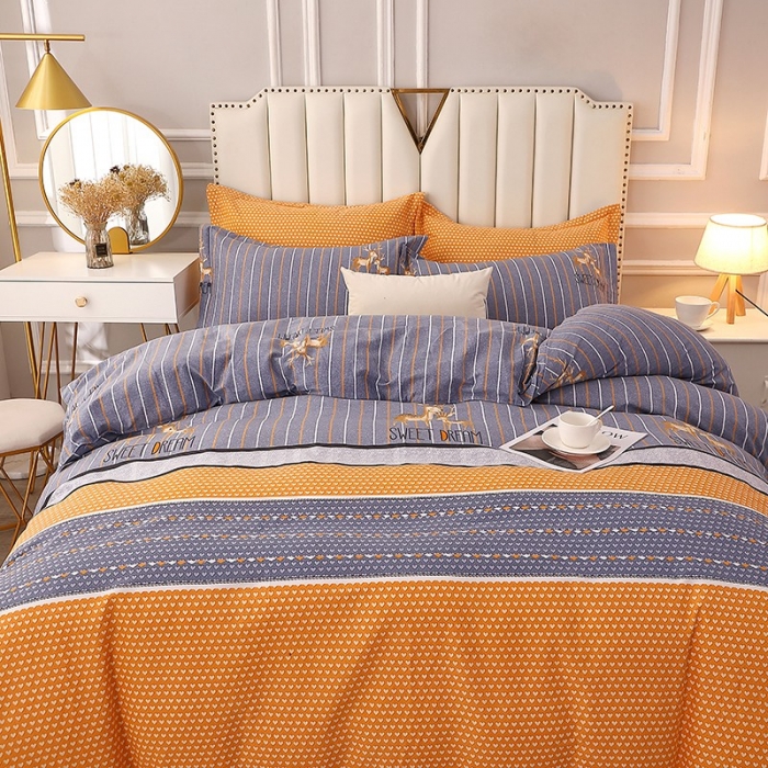 91家纺网 家纺一手货源 找家纺 晶缦2022新款全棉活性磨毛多规格床单床笠款四件套 一鹿相伴