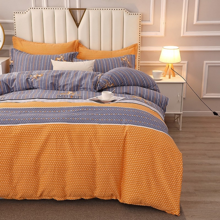 91家纺网 家纺一手货源 找家纺 晶缦2022新款全棉活性磨毛多规格床单床笠款四件套 一鹿相伴