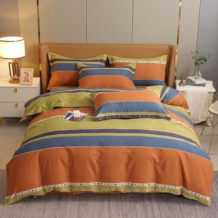 晶缦2022新款全棉活性磨毛多规格床单床笠款四件套系列 印象空间