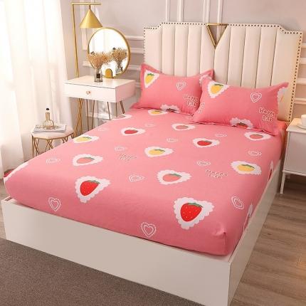 91家纺网 家纺一手货源 找家纺 晶缦 2022新款全棉活性磨毛多规格床笠系列 草莓爱恋粉