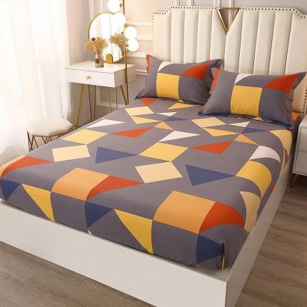 晶缦 2022新款全棉活性磨毛多规格床笠系列 几何图形灰