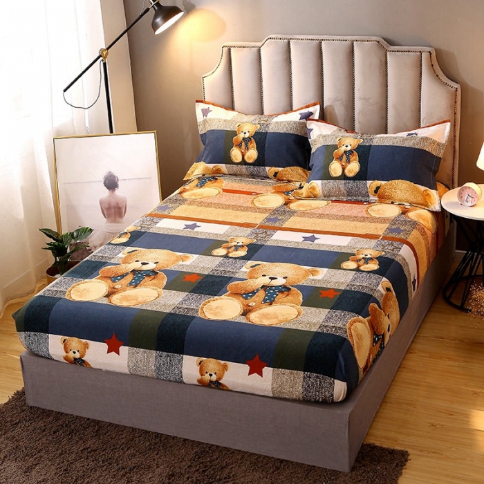 91家纺网 家纺一手货源 找家纺 晶缦 2022新款全棉活性磨毛多规格床笠系列 可爱熊