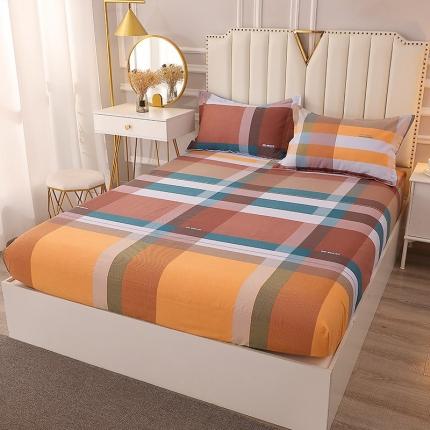 晶缦 2022新款全棉活性磨毛多规格床笠系列 苏格风情桔