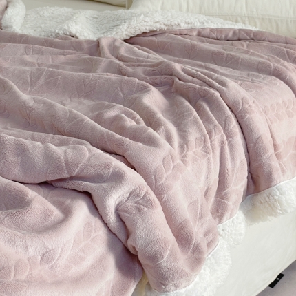 91家纺网 家纺一手货源 找家纺 大彩家居2022秋冬双层牛奶绒羊羔绒毛毯直播爆款毯子 麦穗-粉