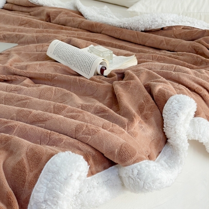 91家纺网 家纺一手货源 找家纺 大彩家居2022秋冬双层牛奶绒羊羔绒毛毯直播爆款毯子 麦穗-咖