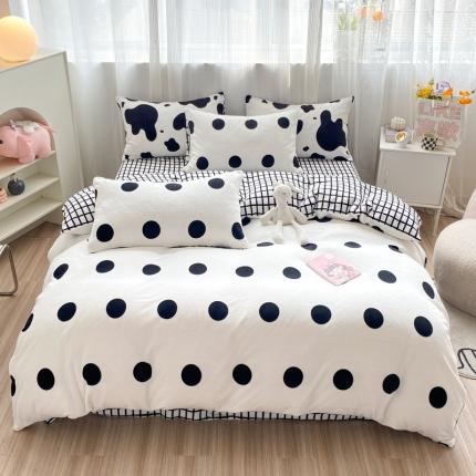 91家纺网 家纺一手货源 找家纺 （总）西引力 2022新款加厚印花牛奶绒单被套枕套法莱绒直播