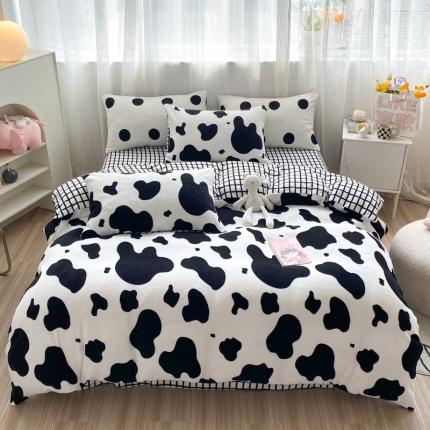 91家纺网 家纺一手货源 找家纺 （总）西引力 2022新款加厚印花牛奶绒单被套枕套法莱绒直播