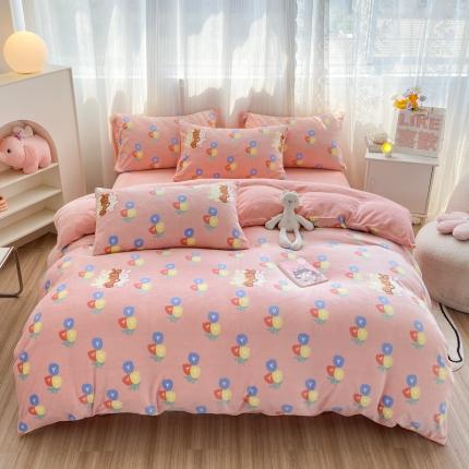 91家纺网 家纺一手货源 找家纺 （总）西引力 2022新款加厚印花牛奶绒单被套枕套法莱绒直播