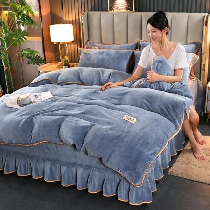 91家纺网 家纺一手货源 找家纺 （总）富之航 2022新款纯色牛奶绒精美贴布绣四件套