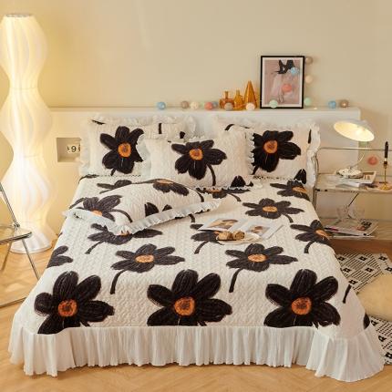 （总）2023新款高克重牛奶绒夹棉床盖三件套