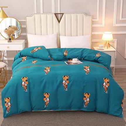 晶缦2022新款全棉活性磨毛多规格单被套系列 潮玩小熊蓝