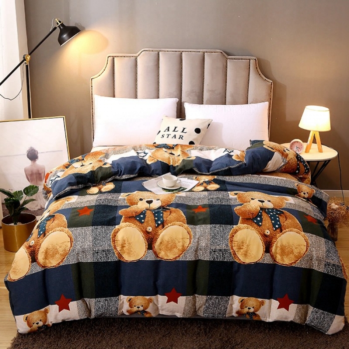 91家纺网 家纺一手货源 找家纺 晶缦2022新款全棉活性磨毛多规格单被套系列 可爱熊