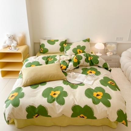 91家纺网 家纺一手货源 找家纺 昔可 2022新款全棉四件套影棚图2 半夏绿花