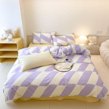 91家纺网 家纺一手货源 找家纺 昔可 2022新款全棉四件套影棚图2 布鲁罗曼紫