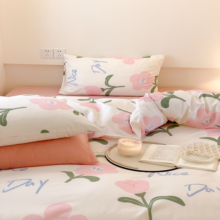 91家纺网 家纺一手货源 找家纺 昔可 2022新款全棉四件套影棚图2 安妮粉