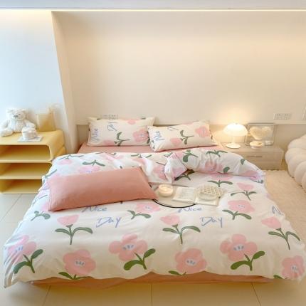 昔可 2022新款全棉四件套影棚图2 安妮粉