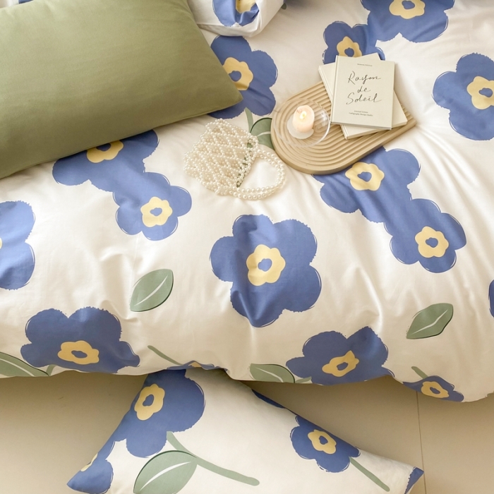 91家纺网 家纺一手货源 找家纺 昔可 2022新款全棉四件套影棚图2 浮华蓝