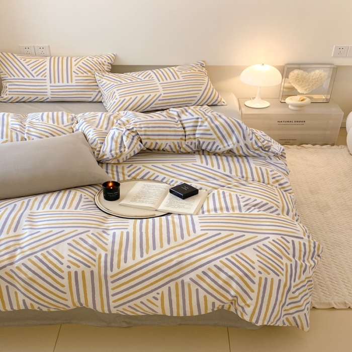 91家纺网 家纺一手货源 找家纺 昔可 2022新款全棉四件套影棚图2 几何线条