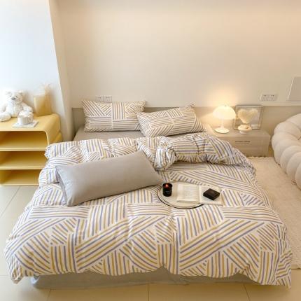 昔可 2022新款全棉四件套影棚图2 几何线条