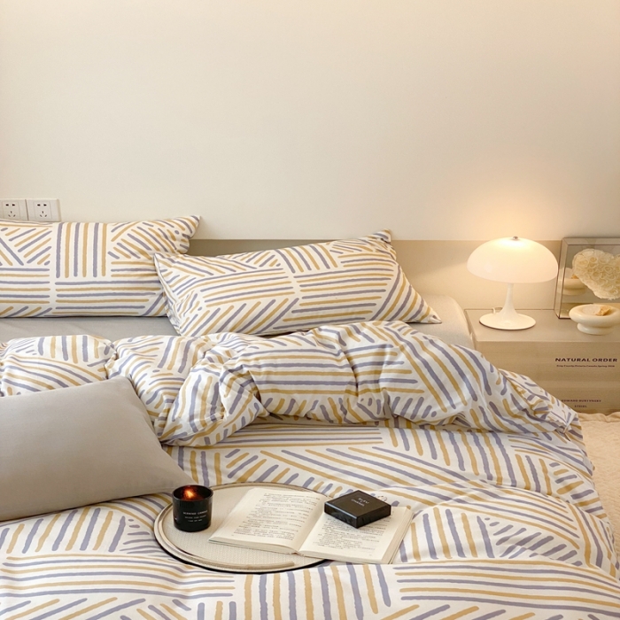 91家纺网 家纺一手货源 找家纺 昔可 2022新款全棉四件套影棚图2 几何线条