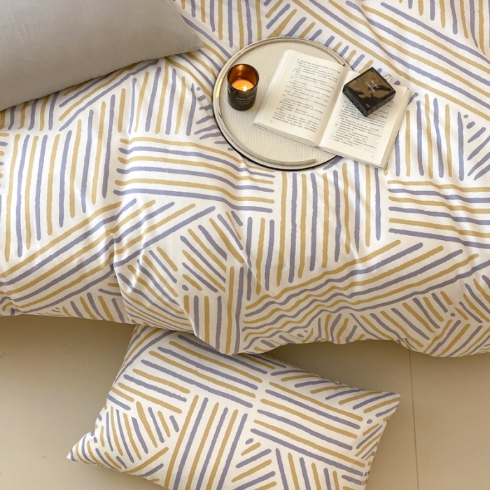 91家纺网 家纺一手货源 找家纺 昔可 2022新款全棉四件套影棚图2 几何线条