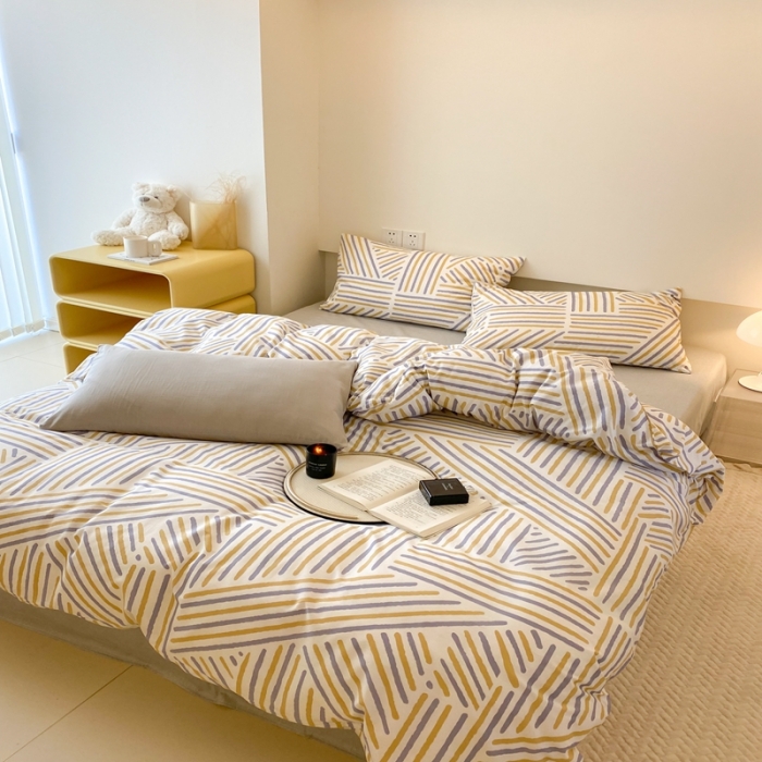 91家纺网 家纺一手货源 找家纺 昔可 2022新款全棉四件套影棚图2 几何线条