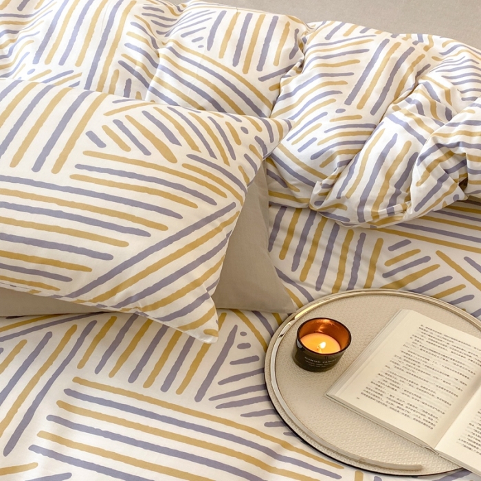 91家纺网 家纺一手货源 找家纺 昔可 2022新款全棉四件套影棚图2 几何线条