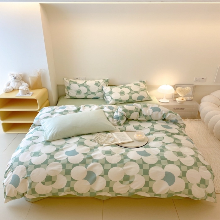 91家纺网 家纺一手货源 找家纺 昔可 2022新款全棉四件套影棚图2 抹茶恋语