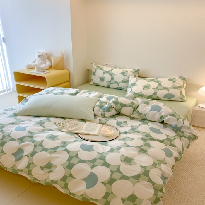 91家纺网 家纺一手货源 找家纺 昔可 2022新款全棉四件套影棚图2 抹茶恋语