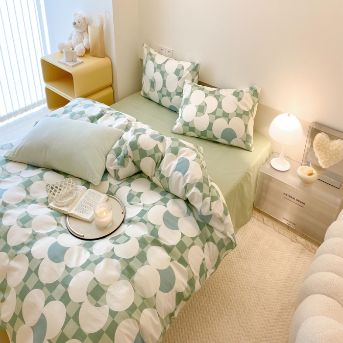 91家纺网 家纺一手货源 找家纺 昔可 2022新款全棉四件套影棚图2 抹茶恋语