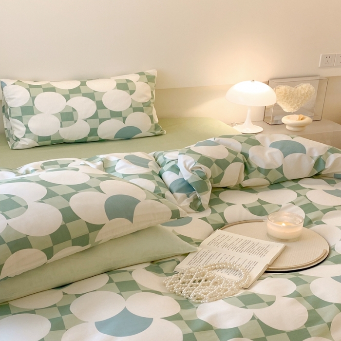 91家纺网 家纺一手货源 找家纺 昔可 2022新款全棉四件套影棚图2 抹茶恋语