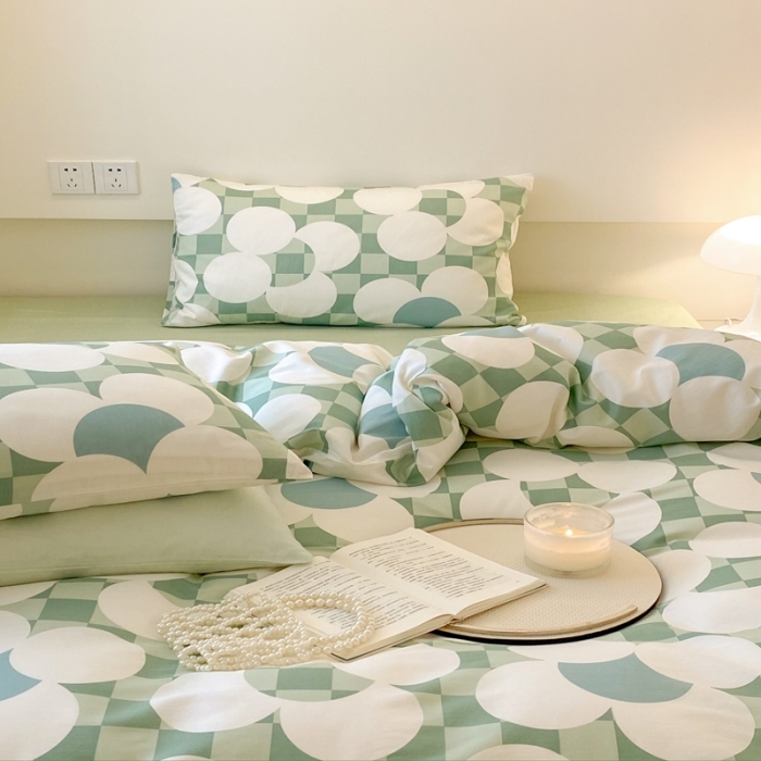 91家纺网 家纺一手货源 找家纺 昔可 2022新款全棉四件套影棚图2 抹茶恋语