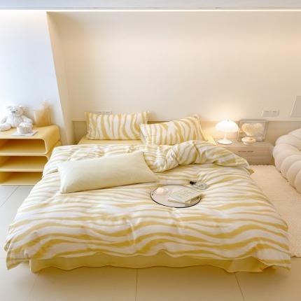 昔可 2022新款全棉四件套影棚图2 奶油黄豹纹