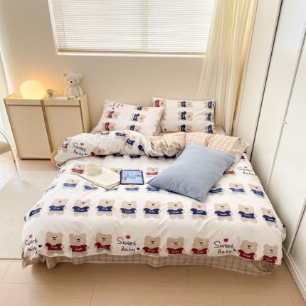 91家纺网 家纺一手货源 找家纺 昔可 2022新款全棉四件套影棚图1 公仔熊