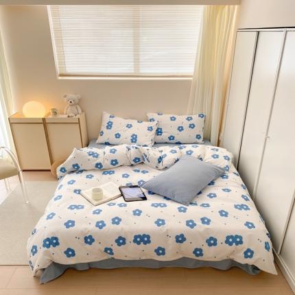 91家纺网 家纺一手货源 找家纺 昔可 2022新款全棉四件套影棚图1 蓝蓝小花