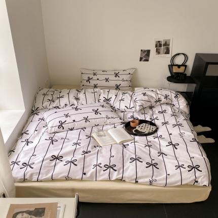 91家纺网 家纺一手货源 找家纺 昔可 2022新款全棉四件套影棚图1 丝带蝴蝶结