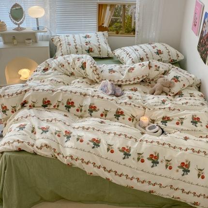 91家纺网 家纺一手货源 找家纺 昔可 2022新款爱丽丝梦游仙境系列四件套 樱桃花