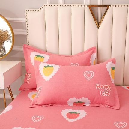 91家纺网 家纺一手货源 找家纺 晶缦2022新款全棉活性磨毛多规格枕套一对系列 草莓爱恋粉