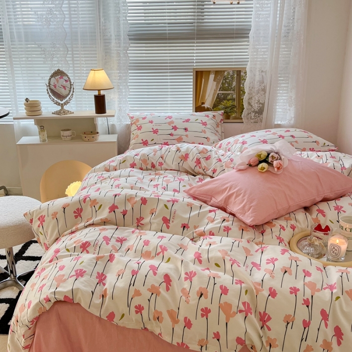 91家纺网 家纺一手货源 找家纺 昔可 2022新款爱丽丝梦游仙境系列四件套 蜜桃花园