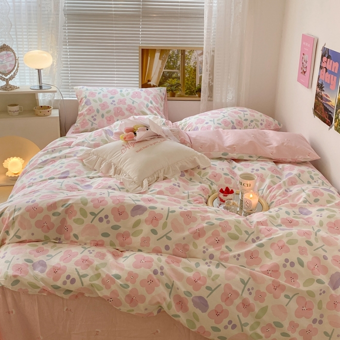 91家纺网 家纺一手货源 找家纺 昔可 2022新款爱丽丝梦游仙境系列四件套 桃之夭夭