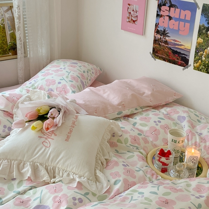 91家纺网 家纺一手货源 找家纺 昔可 2022新款爱丽丝梦游仙境系列四件套 桃之夭夭