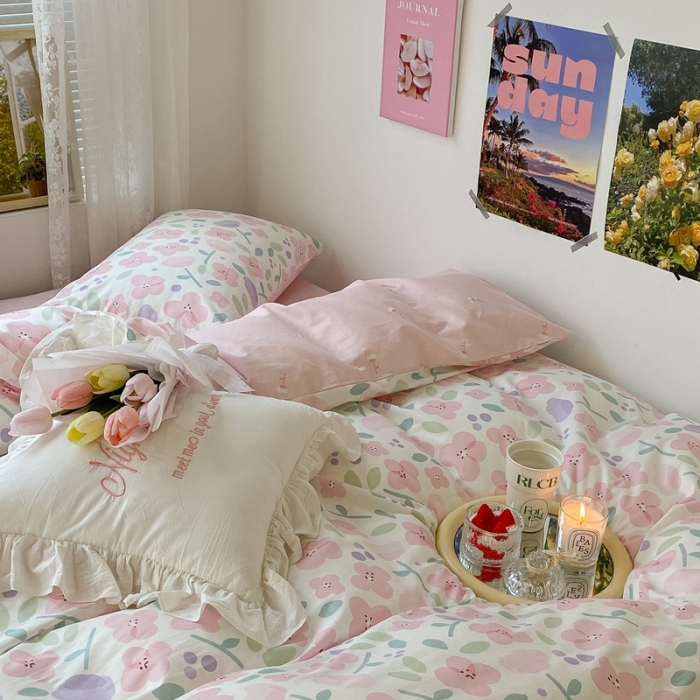 91家纺网 家纺一手货源 找家纺 昔可 2022新款爱丽丝梦游仙境系列四件套 桃之夭夭