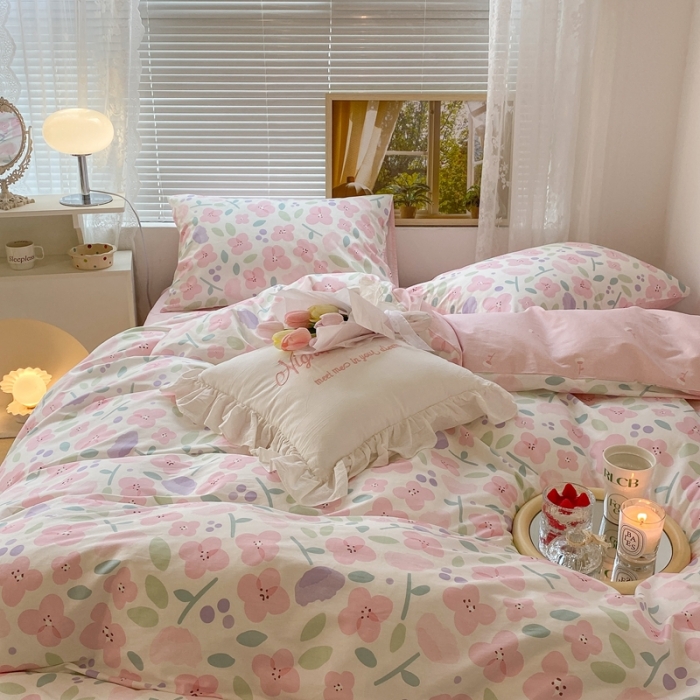 91家纺网 家纺一手货源 找家纺 昔可 2022新款爱丽丝梦游仙境系列四件套 桃之夭夭